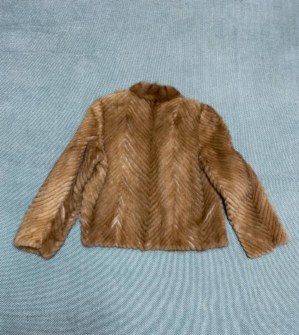 【美品】岐阜毛被 国産 毛皮 ミンク　ファージャケット ブラウン 9号