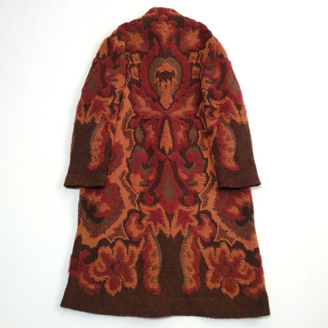 YUKIKO HANAI ウールニットロングコート　ジャガード　フラワー柄
