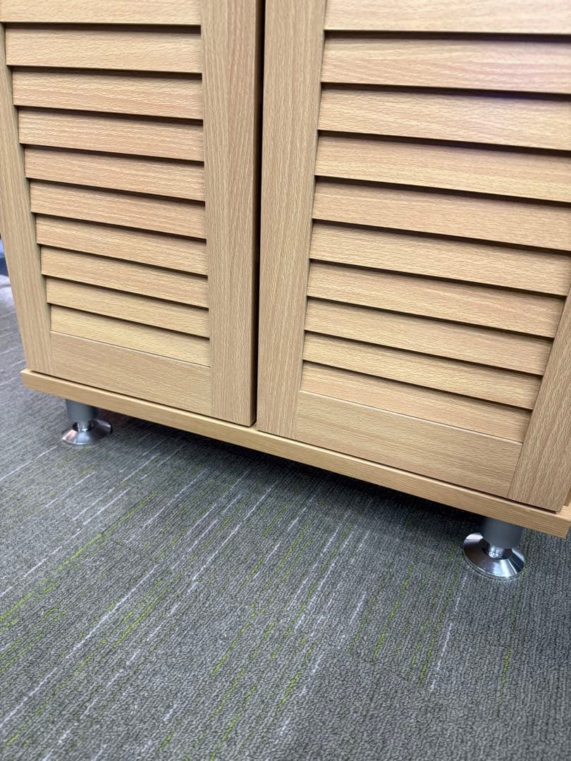 【超美品】【完成品】不二貿易　ルーバーシューズボックス　ナチュラル色