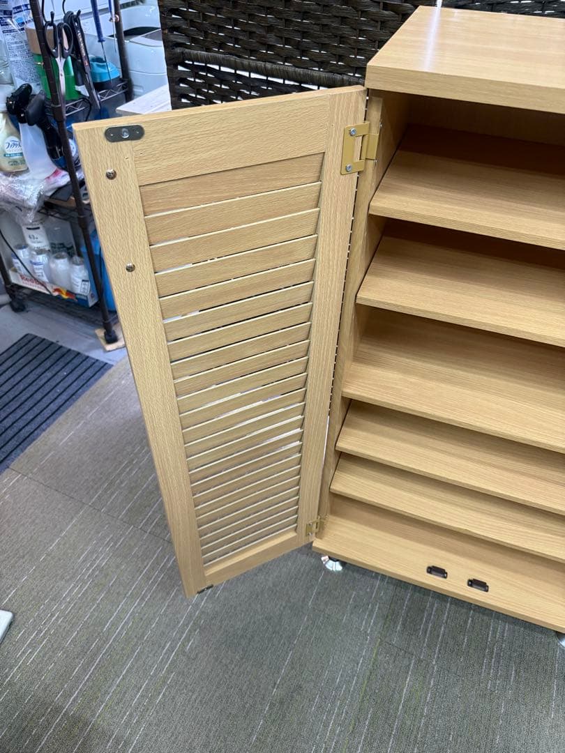 【超美品】【完成品】不二貿易　ルーバーシューズボックス　ナチュラル色