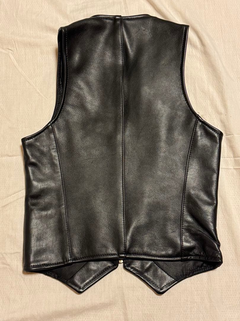 Vanson 黒 レザーベスト USA製　34インチ　ジッパータイプ