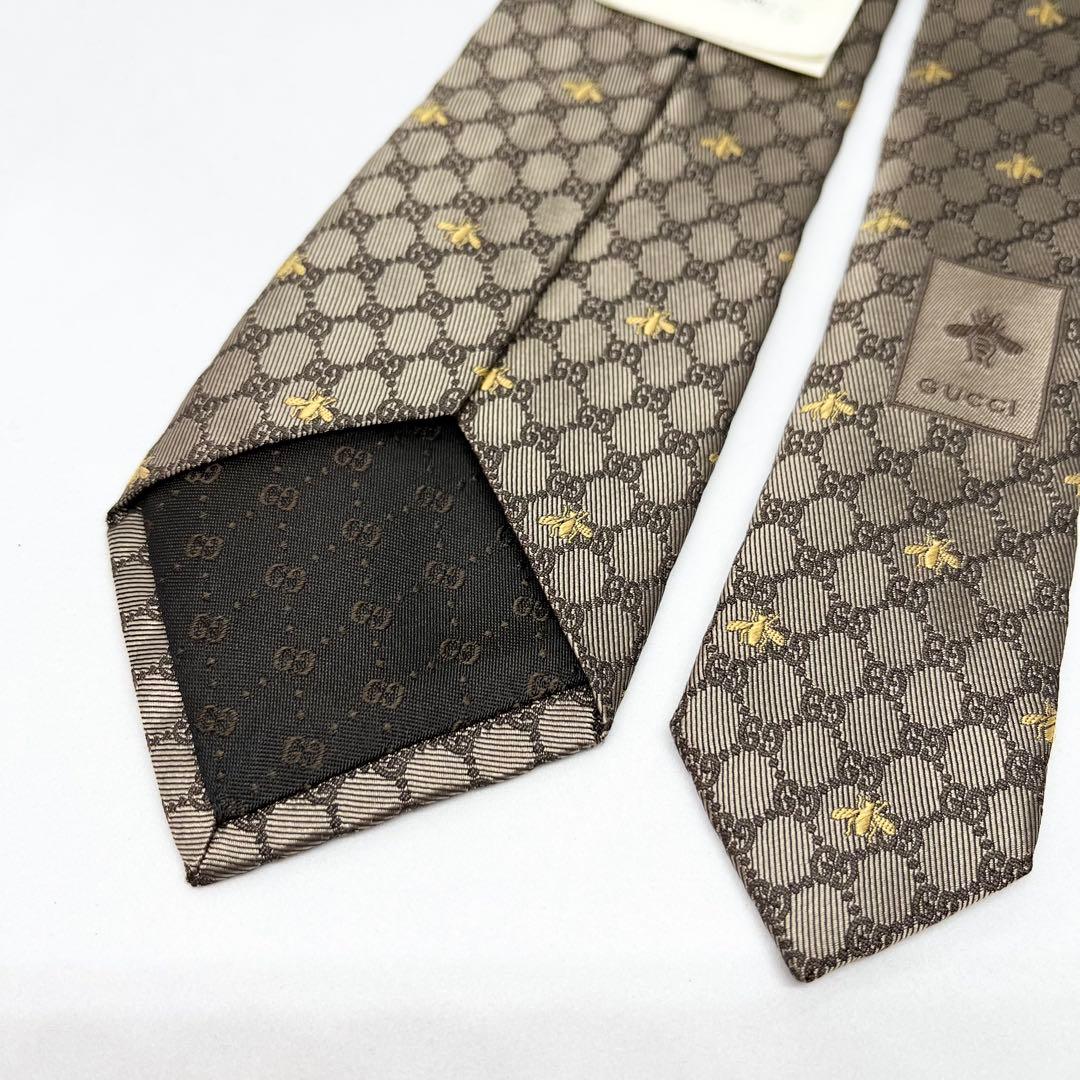 美品　GUCCI ネクタイ　ビジネス　蜂　GG柄　シルク100% 高級　現行