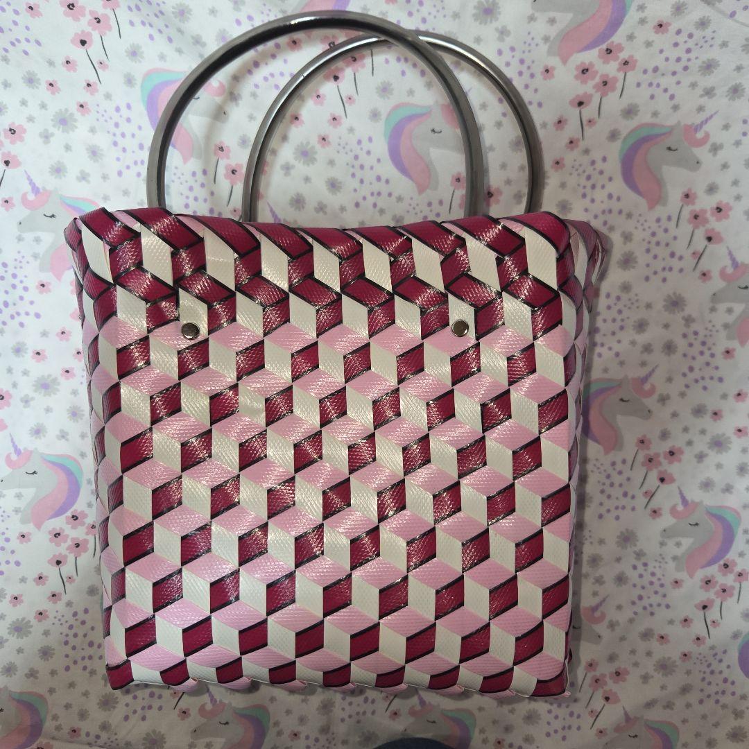 マルニ　マーケット　キューブウォーブン PVC　トートバッグ　ハンドバッグ