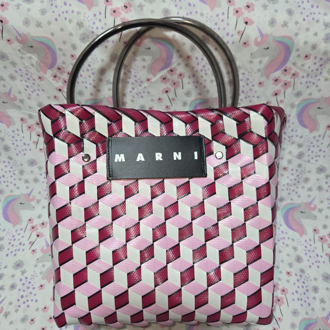 マルニ　マーケット　キューブウォーブン PVC　トートバッグ　ハンドバッグ