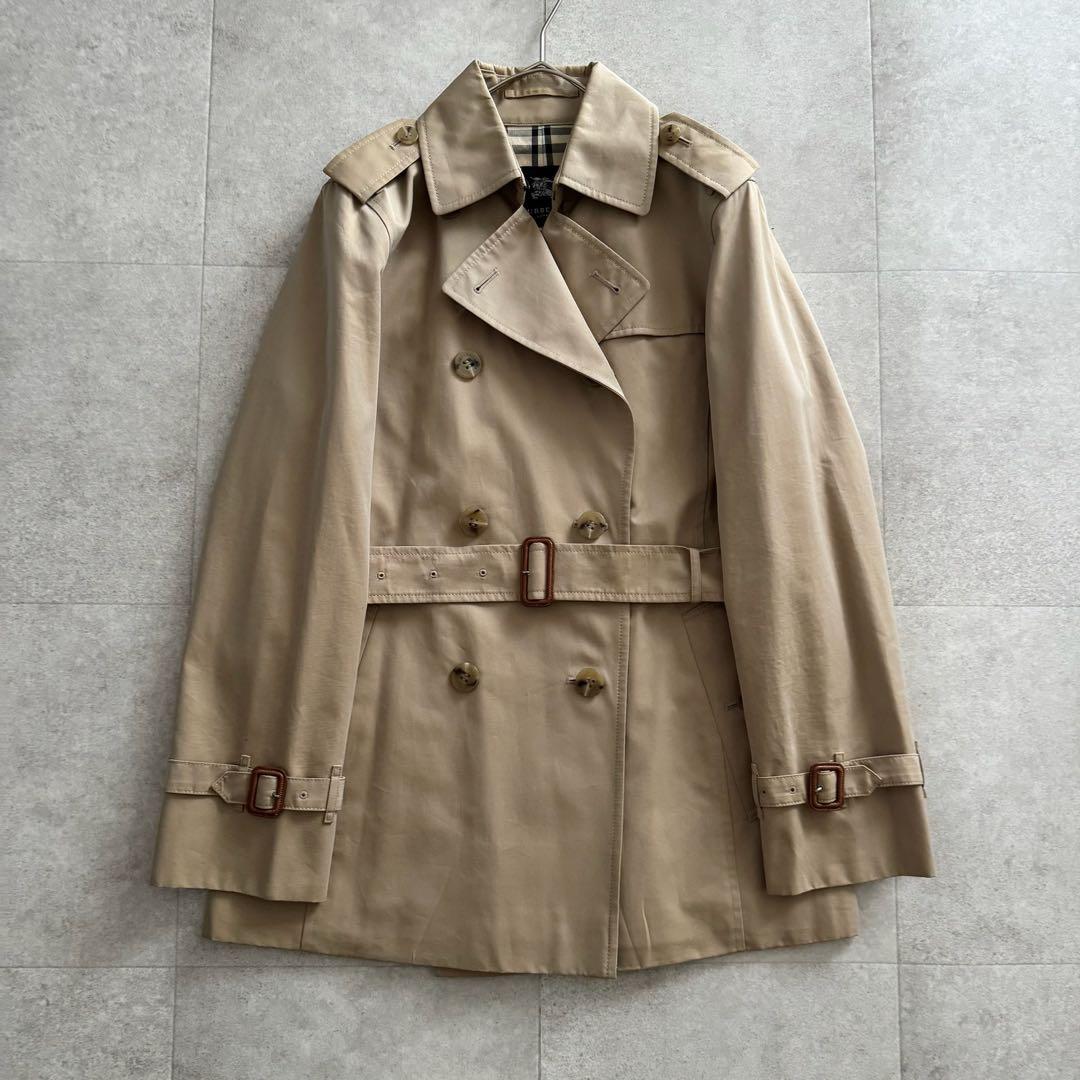 バーバリーロンドン　トレンチコート　ノバチェック　ダブル　ベージュ　11