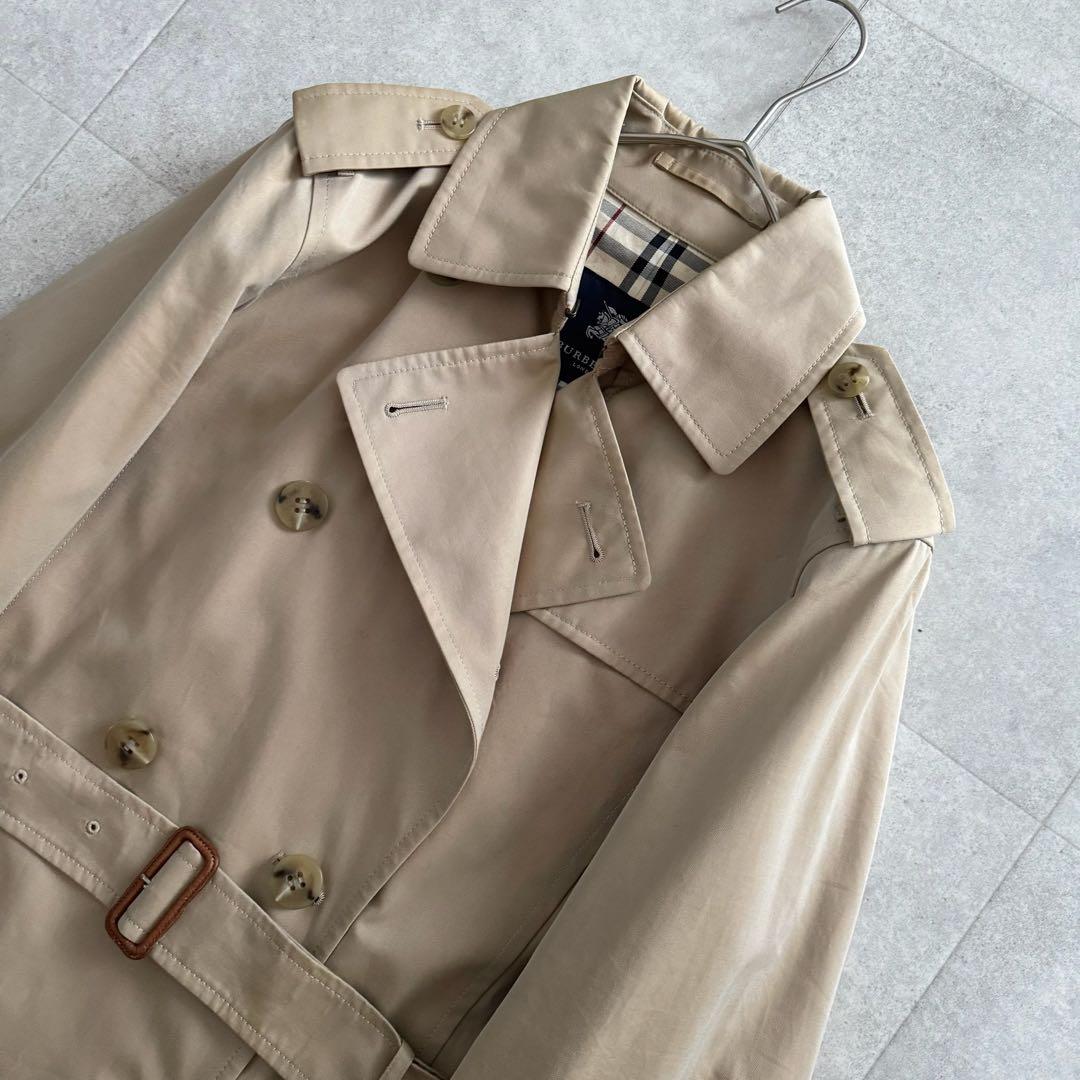 バーバリーロンドン　トレンチコート　ノバチェック　ダブル　ベージュ　11