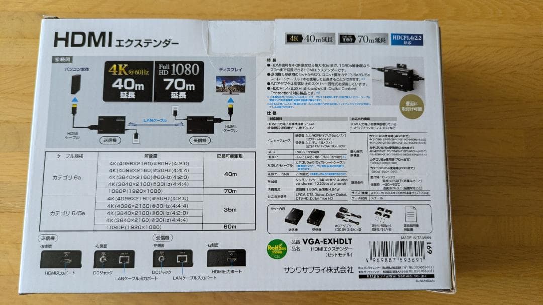 新品・未開封　HDMIエクステンダー ４Ｋ VGA-EXHDLT