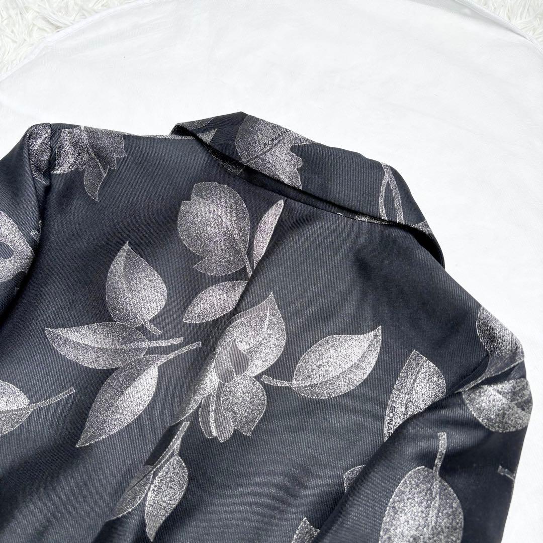 レオナール シルク混 ロングコート 花柄総柄 トリム ベルト 比翼ボタン 42