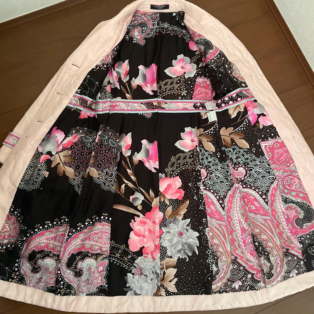 最終値下げ！LEONARD シルクピンク キルティング ロングコート9号！