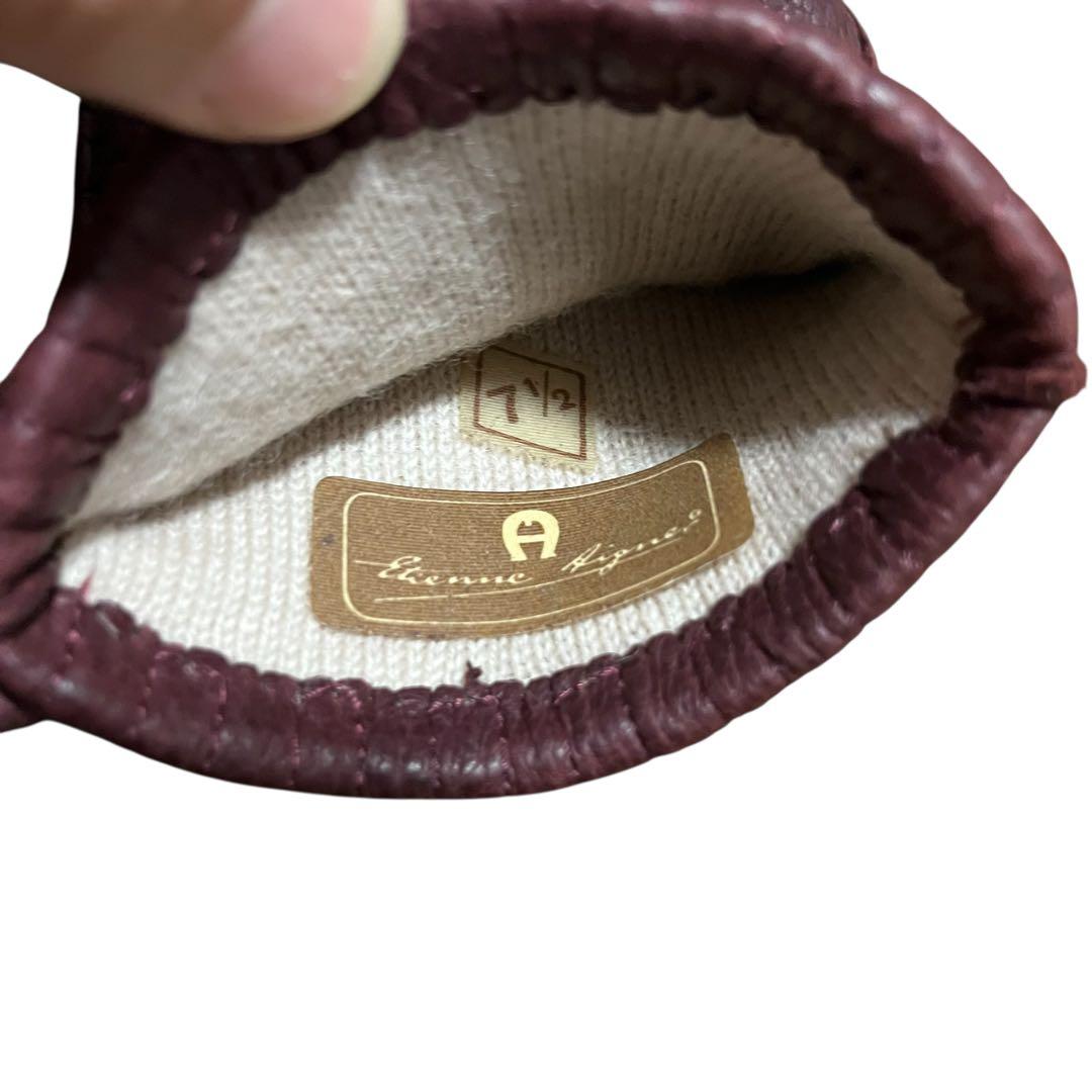 おのり未使用 AIGNER アイグナー ペッカリー 手袋グローブ7 1/2