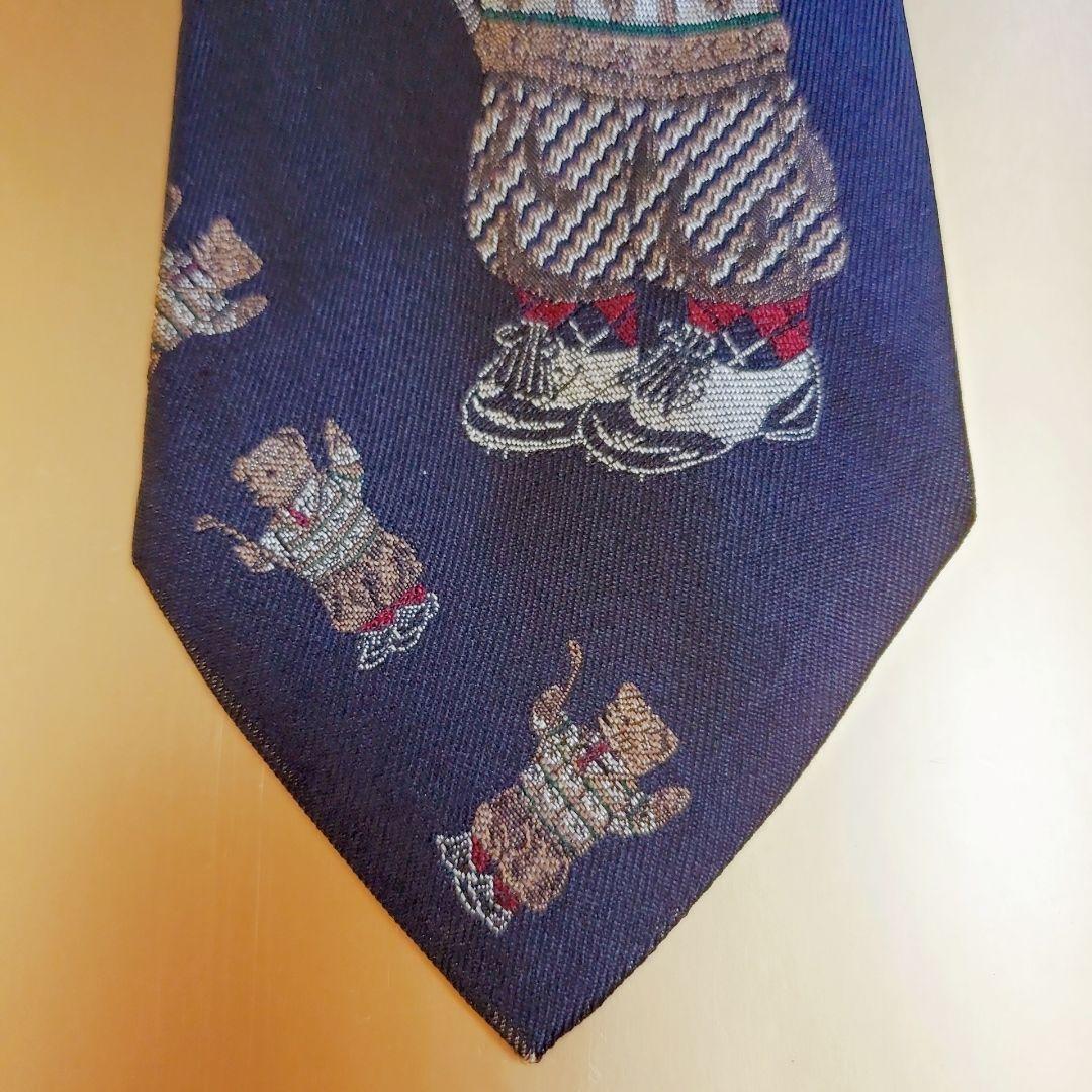 ポロラルフローレン　ゴルフ　くま柄　紺色　ネクタイ