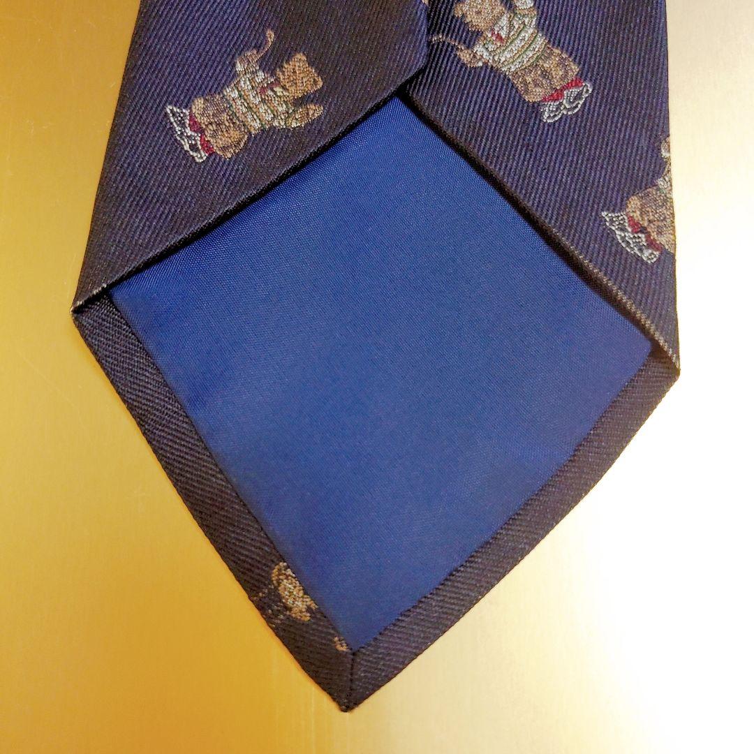 ポロラルフローレン　ゴルフ　くま柄　紺色　ネクタイ