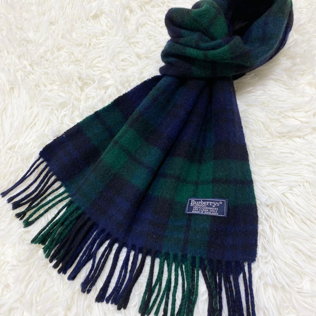 【極美品】バーバリー 100%カシミヤ マフラー ストール ノバチェック