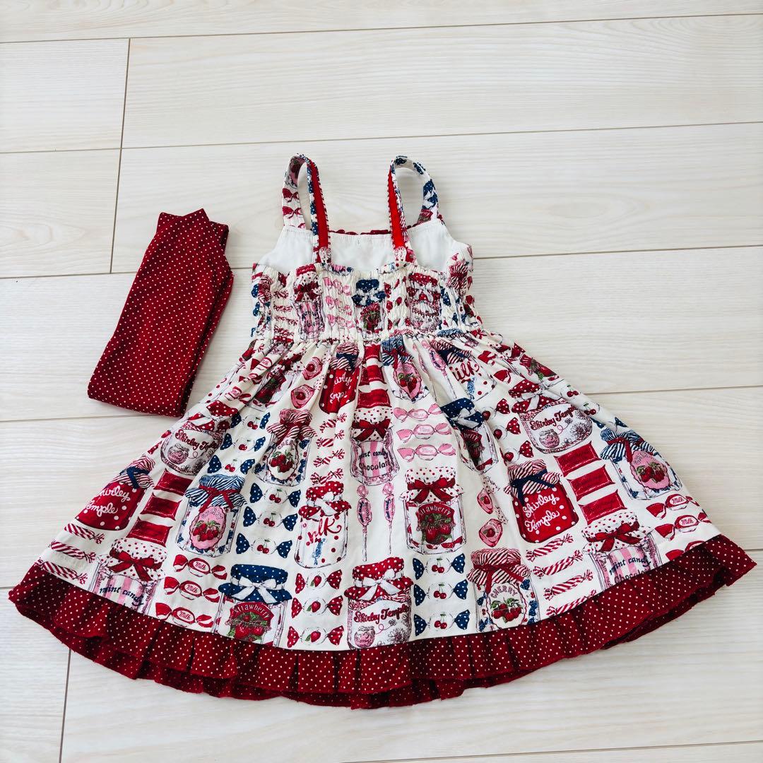 シャーリーテンプル　100 ジャム瓶　白　ワンピース　ジャンパースカート　美品