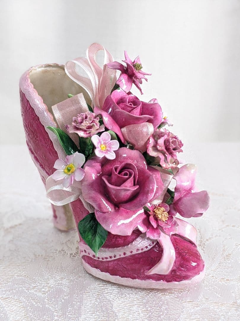 【専用】クレイフラワー♥ハート型薔薇の宝箱ドールとうさぎさん（大)♥ハンドメイド