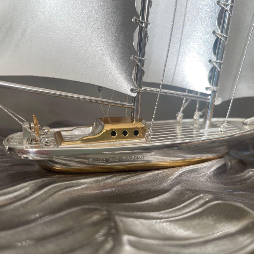 銀製 ヨット SILVER985 TAKEHIKO 2本 マスト 武比古 置物