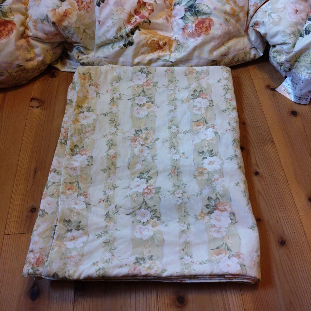 羽毛掛けふとん　シングル　西川　配色（GR） 布団カバー、保管袋　3点セット