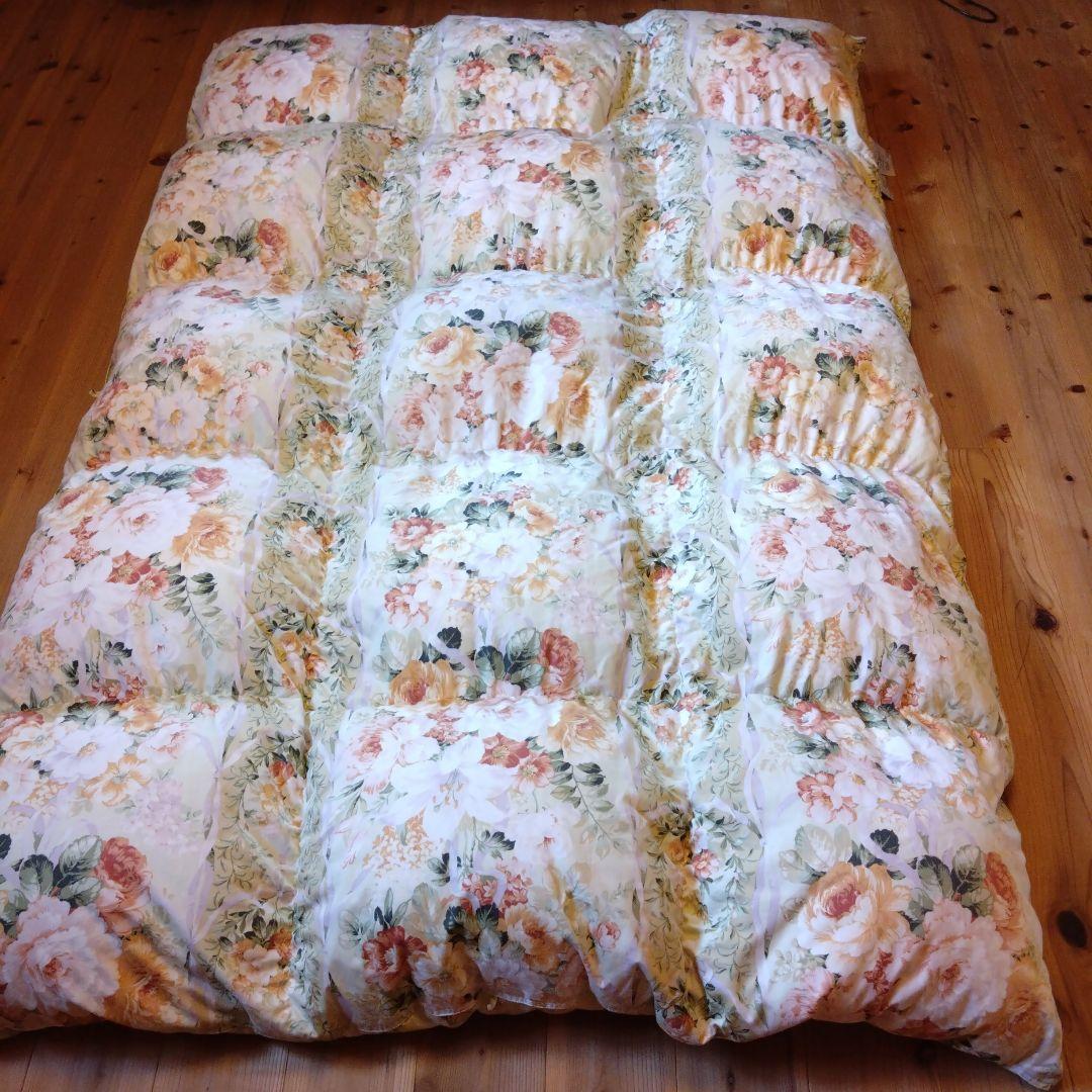 羽毛掛けふとん　シングル　西川　配色（GR） 布団カバー、保管袋　3点セット