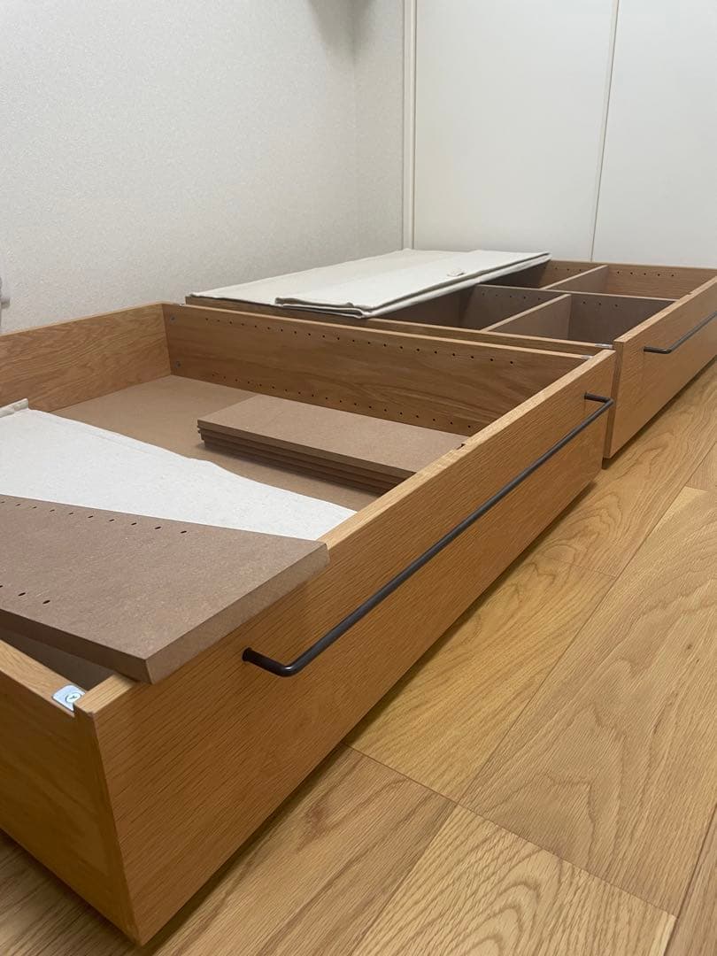 無印　ベッド下収納　オーク材　引き出し