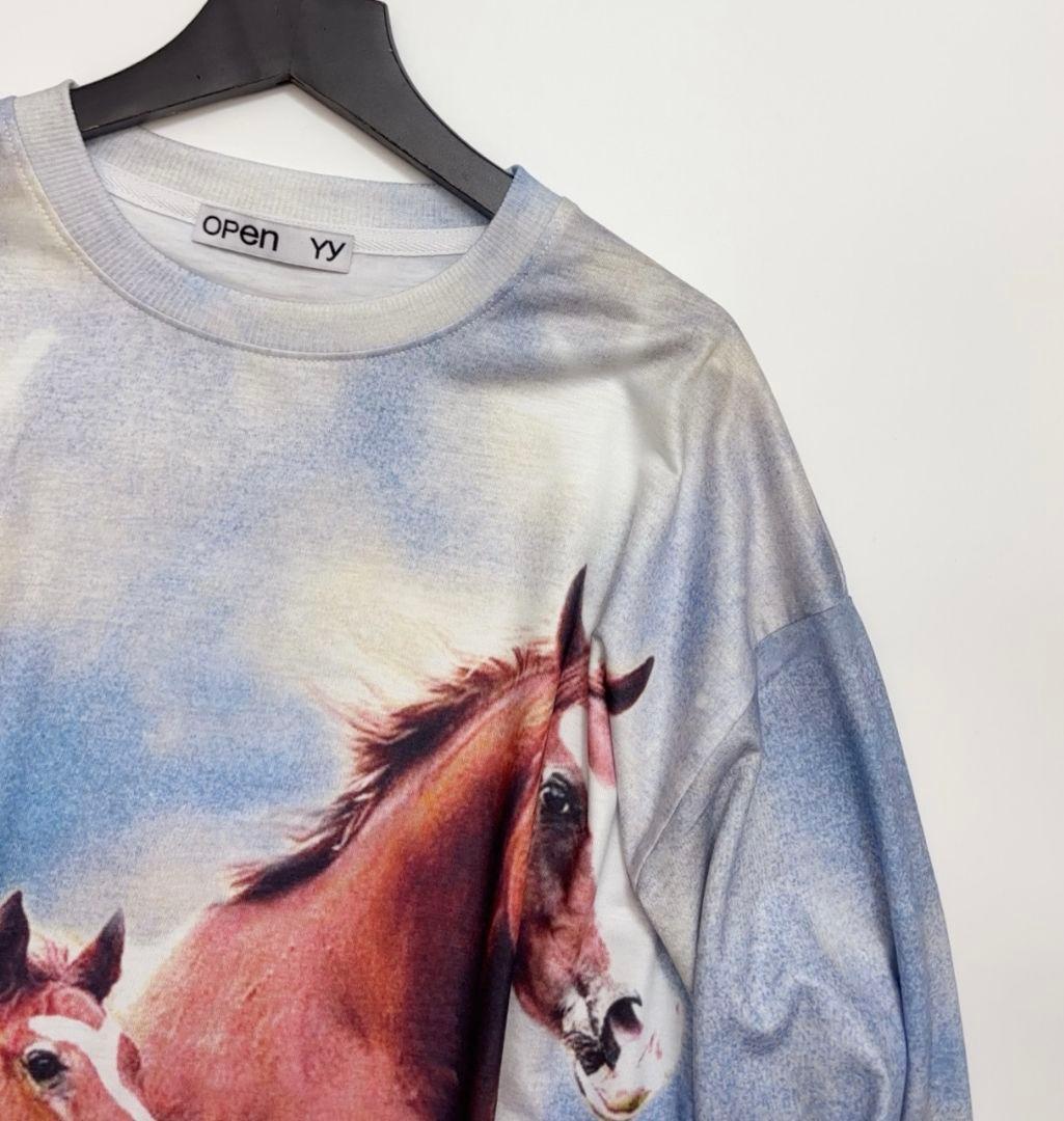 Open YY オープンワイワイ 赤い月詠イクト ロングスリーブ Tシャツ