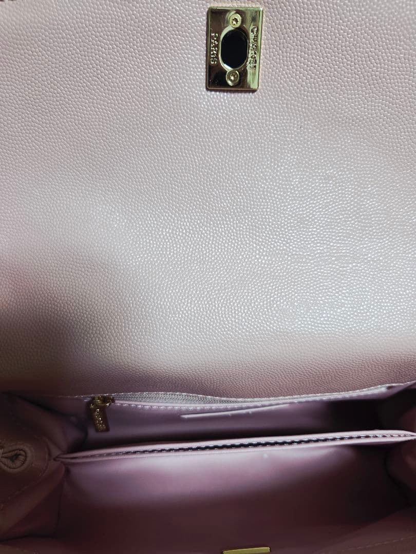 キャビアスキン ココハンドル ハンドバッグ ピンク