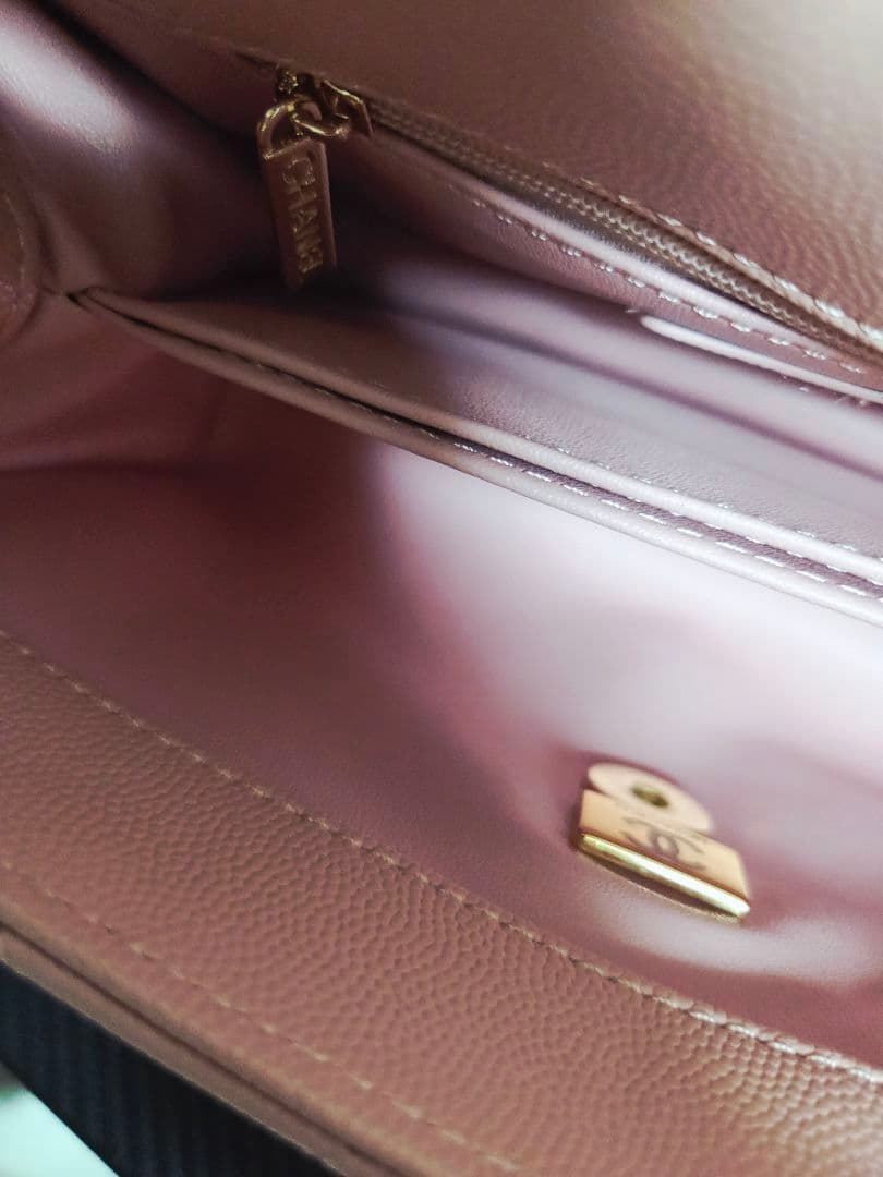 キャビアスキン ココハンドル ハンドバッグ ピンク