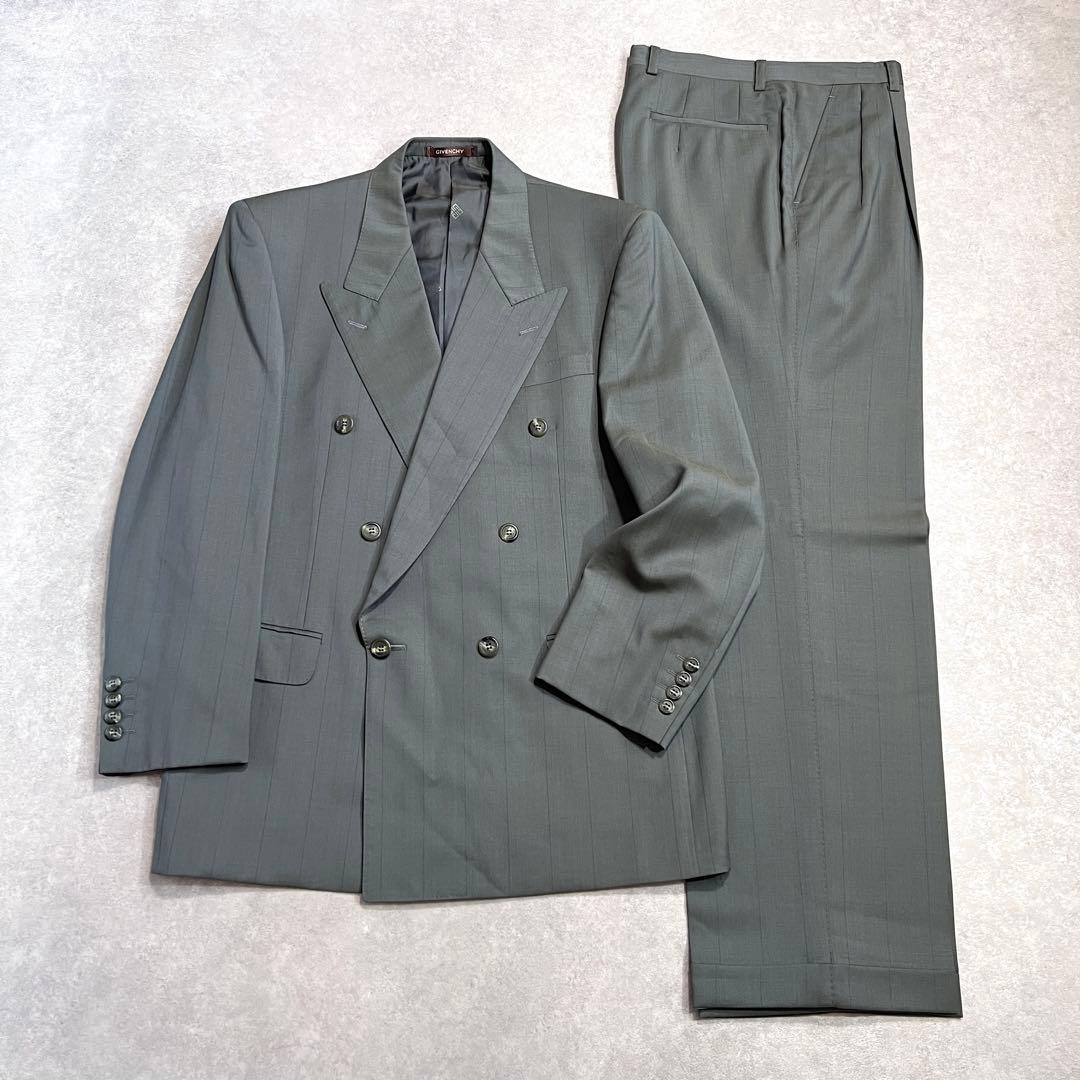 【極美品】90sヴィンテージ ジバンシィ ダブルスーツセットアップ グレー A6