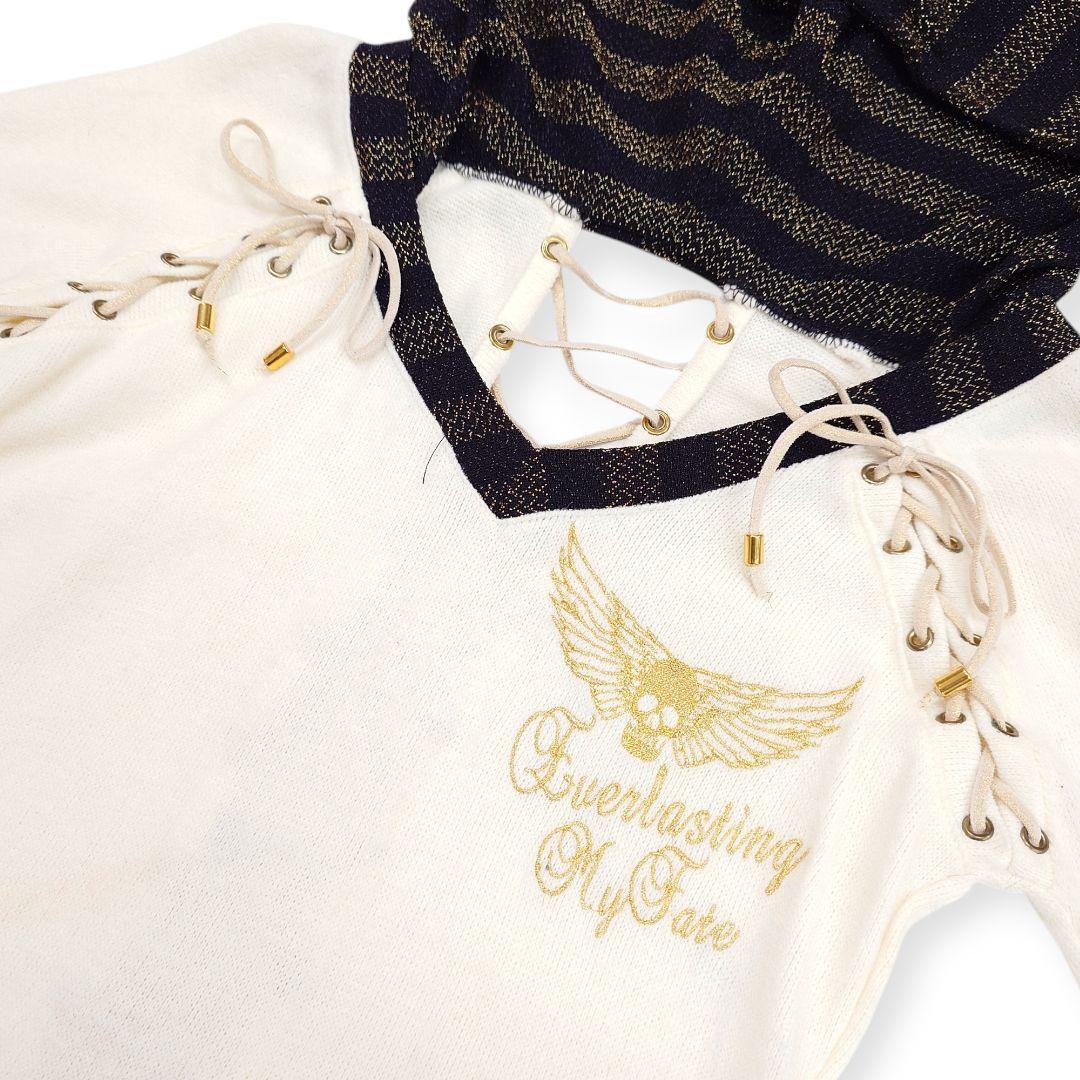 【新品】d.i.a. スカル ドクロ刺繍 編み上げ ニットパーカー ギャル 白