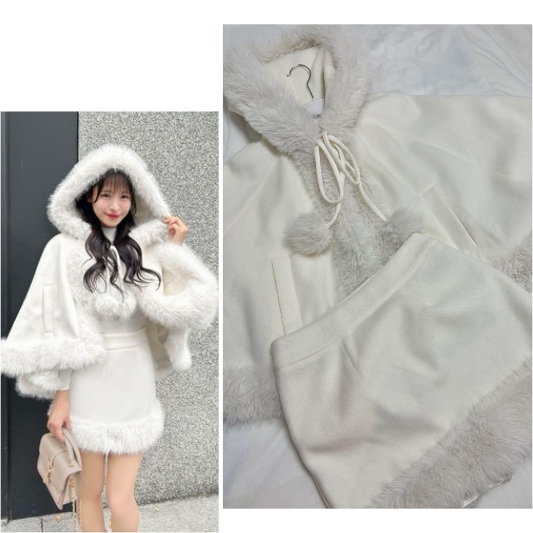 完売♡cherimi シェリミー♡ケープコートセットアップ♡ホワイトMサイズ