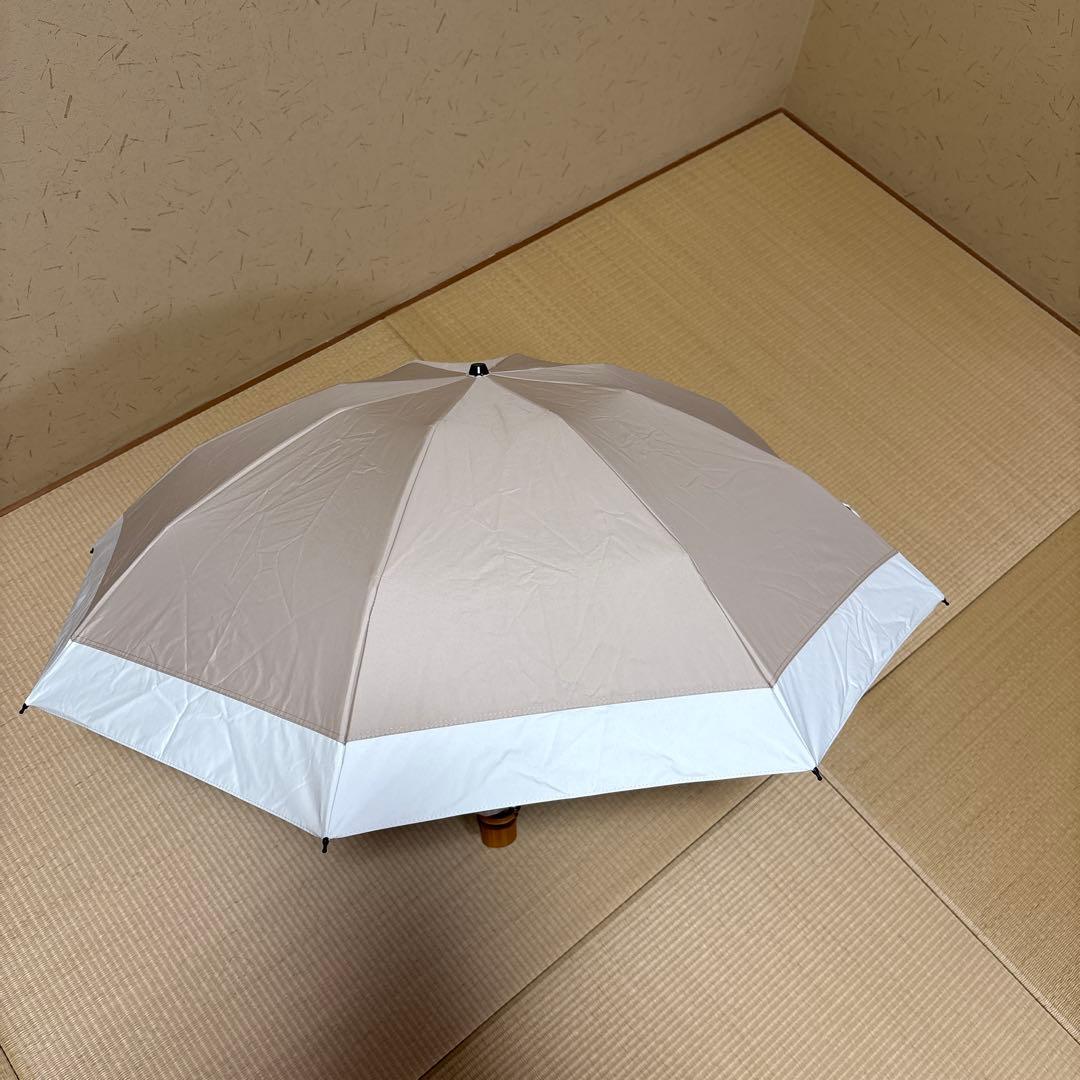 【美品】芦屋ロサブラン 日傘 3段折りたたみ シャンパンベージュ✖️アイボリー