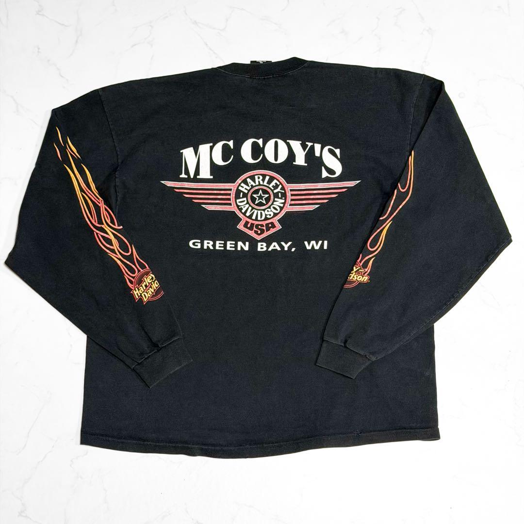 HARLEY DAVIDSON ハーレーロンT フレイムデザイン 古着