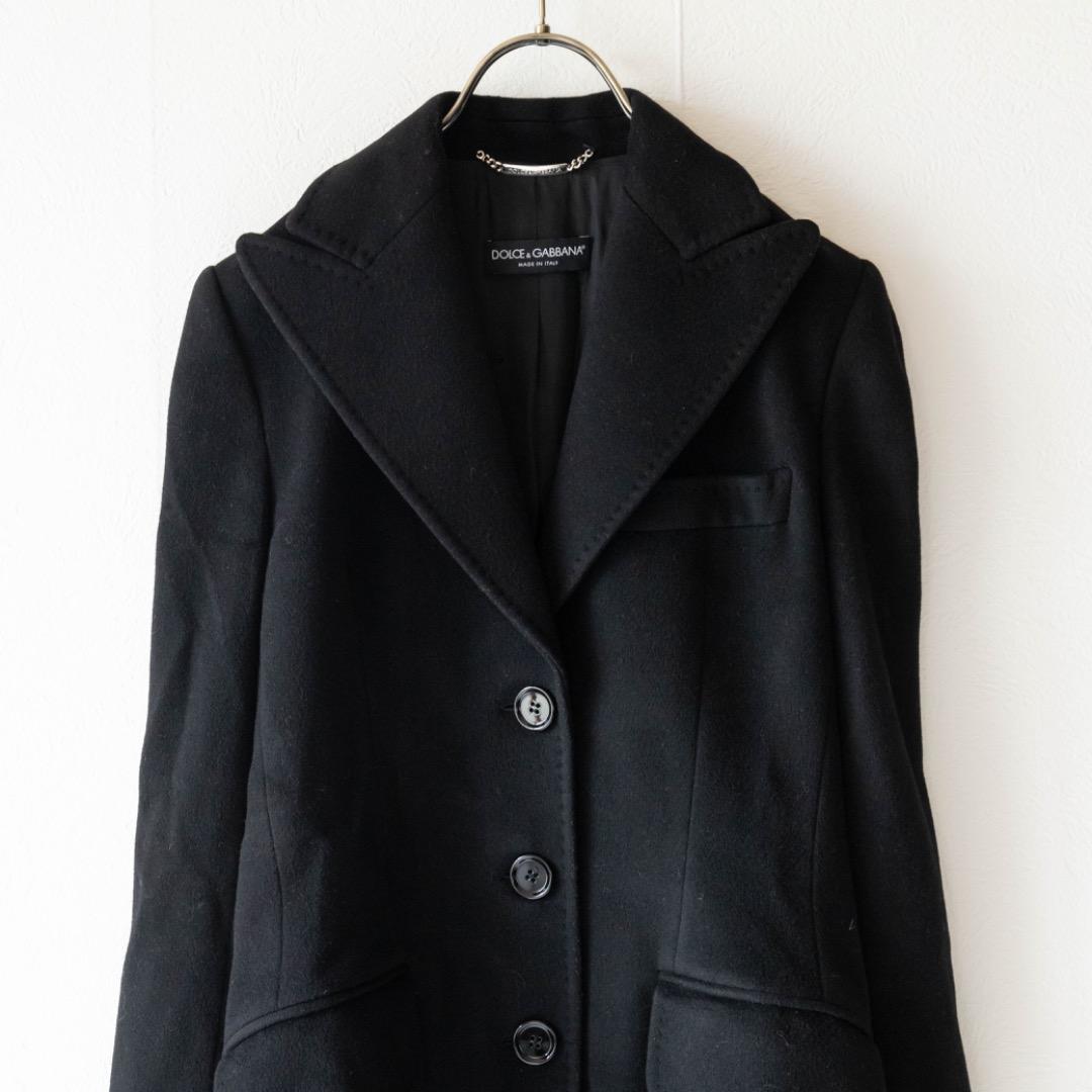 【DOLCE&GABBANA】チェスターコート　カシミヤ混　ブラック