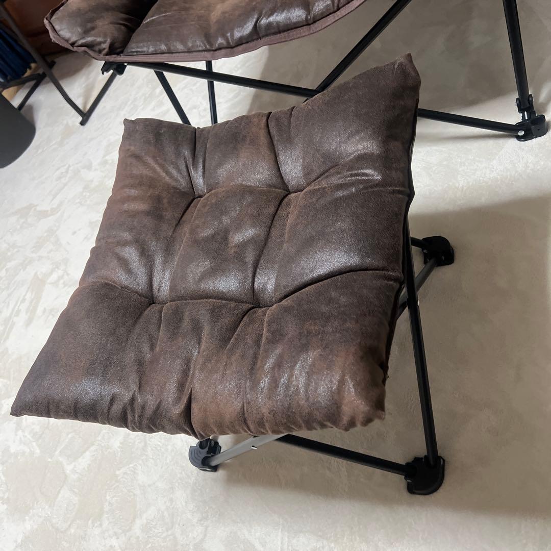 ニトリ バタフライチェア ワイド ブラウン　オットマン　折りたたみスツールセット