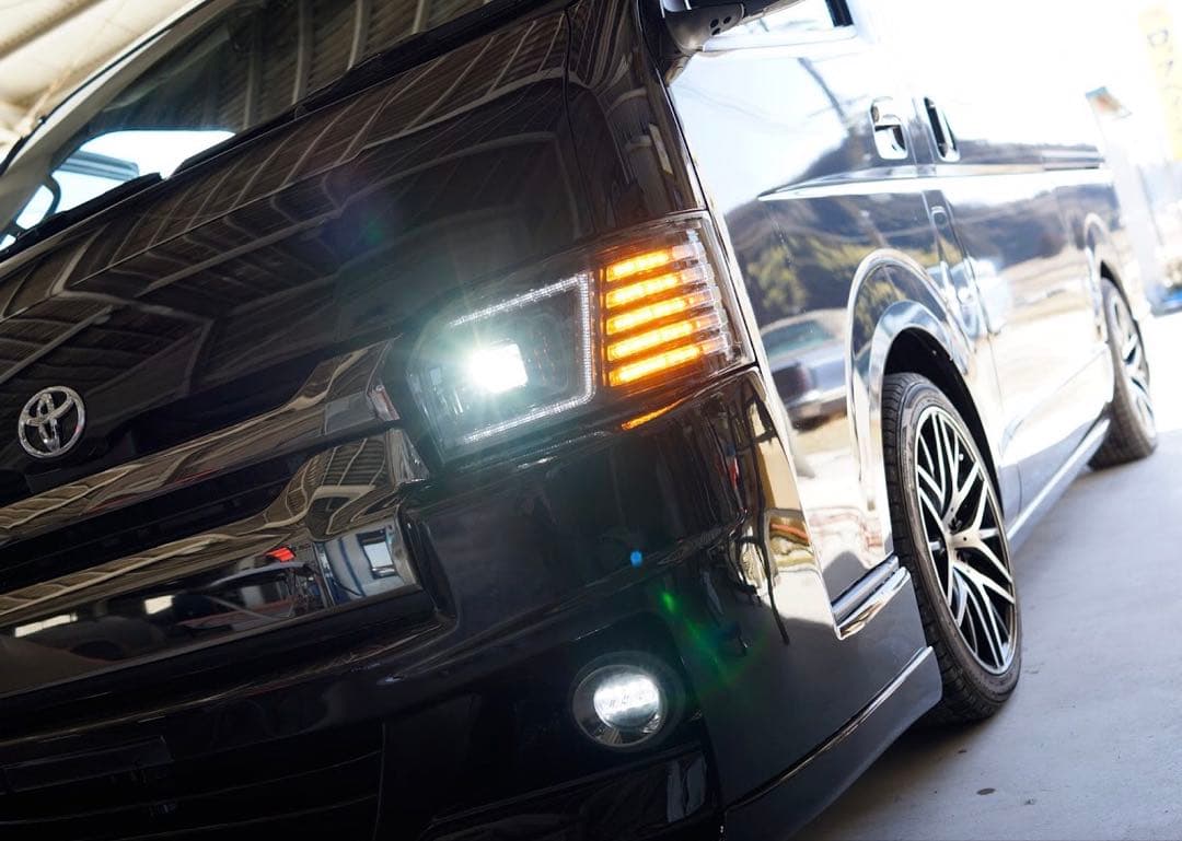 コプラス200ハイエース4/5/6/7/８型現行ヘッドライトブラック