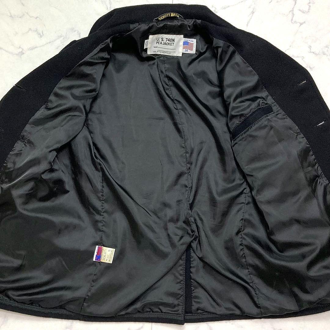 Schott メルトンウール ピーコート 740N 753US メンズ ブラック
