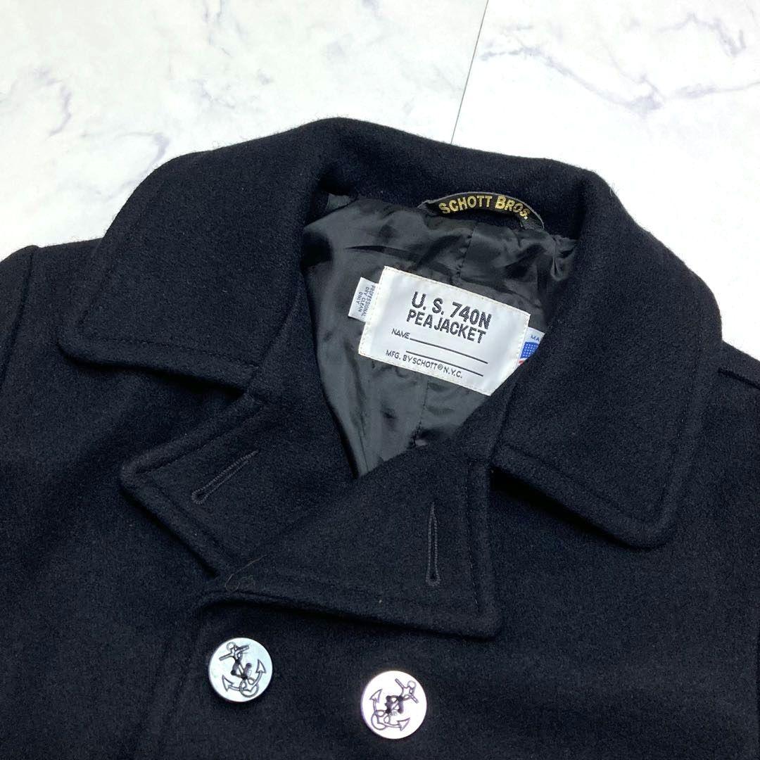Schott メルトンウール ピーコート 740N 753US メンズ ブラック