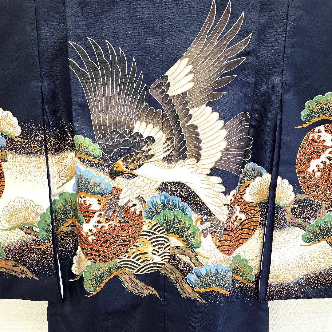 七五三 5歳 男児 着物 羽織 袴 セット 長尺 紺 鷹