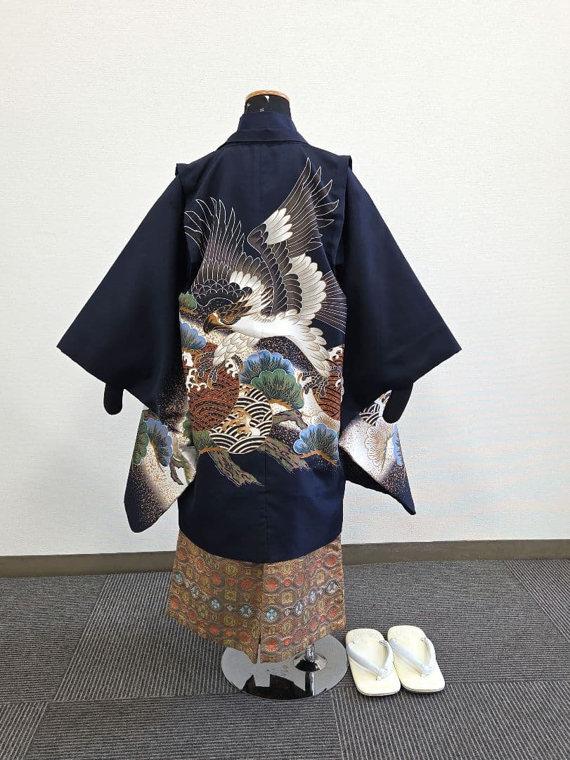 七五三 5歳 男児 着物 羽織 袴 セット 長尺 紺 鷹