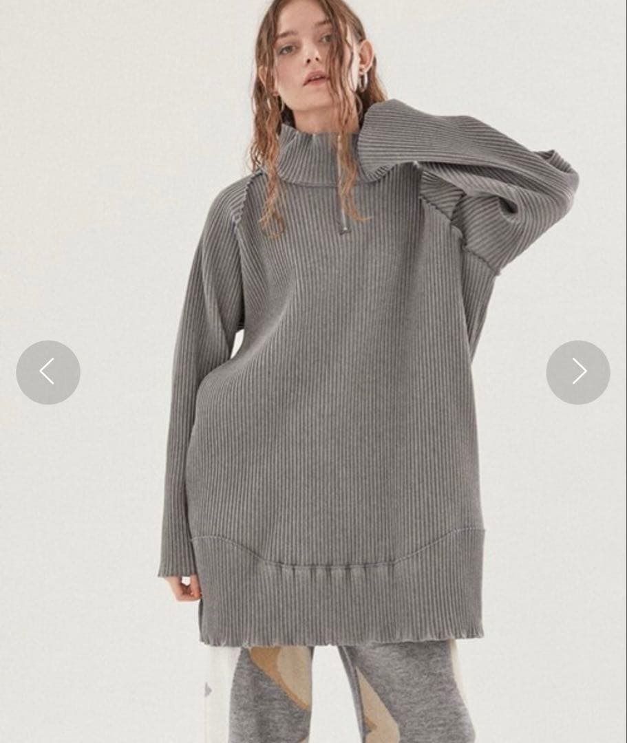 kotohayokozawaプリーツジップアップドレス グレー