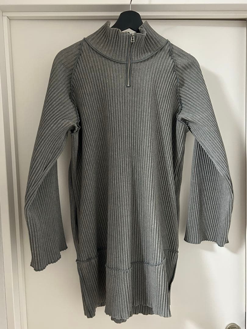 kotohayokozawaプリーツジップアップドレス グレー