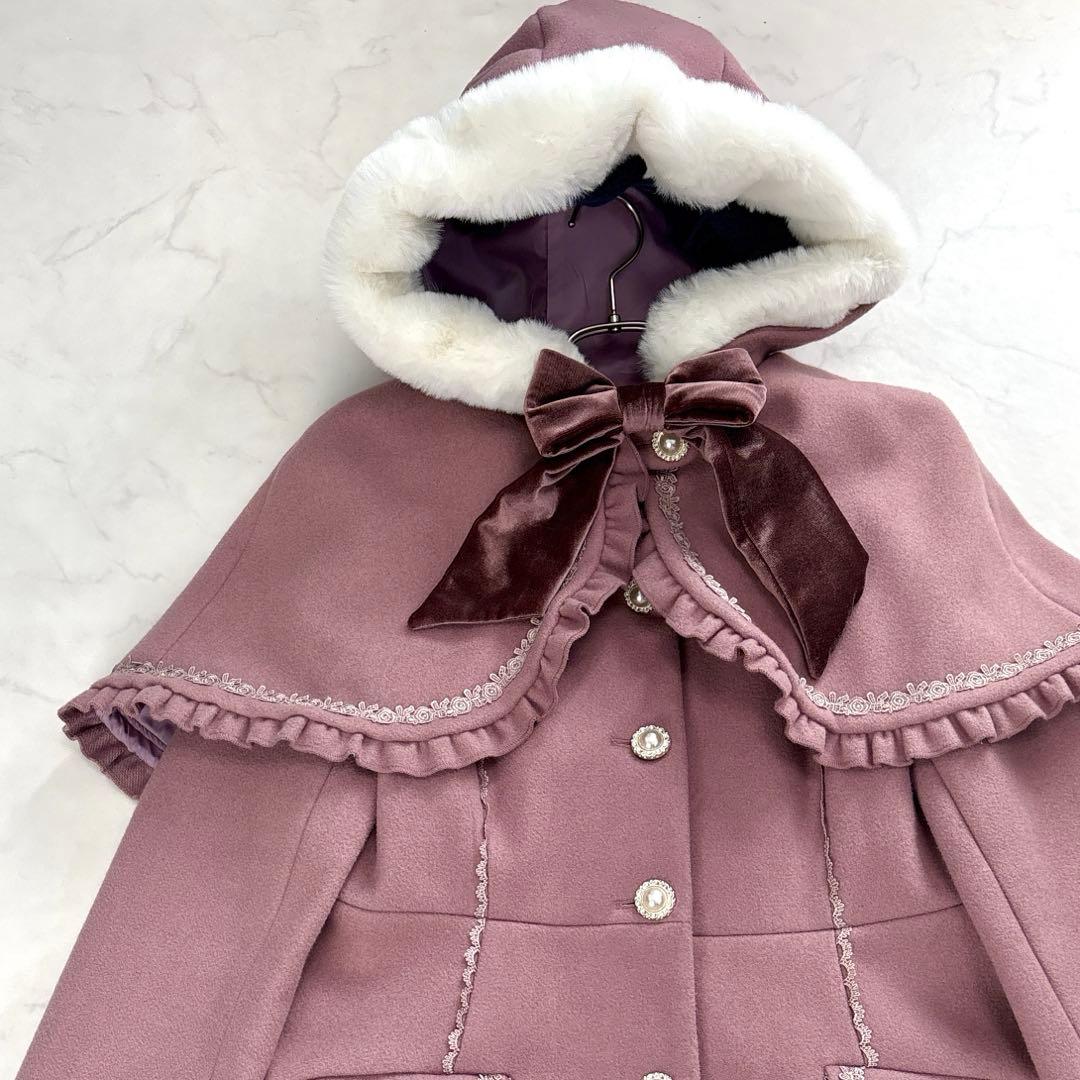 美品✨アクシーズファムKawaii ケープ付 ロングコート ピンク M