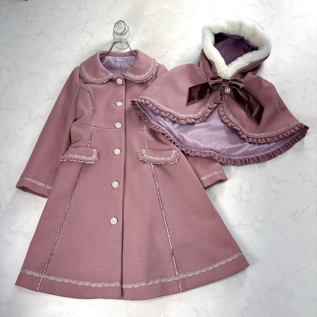 美品✨アクシーズファムKawaii ケープ付 ロングコート ピンク M
