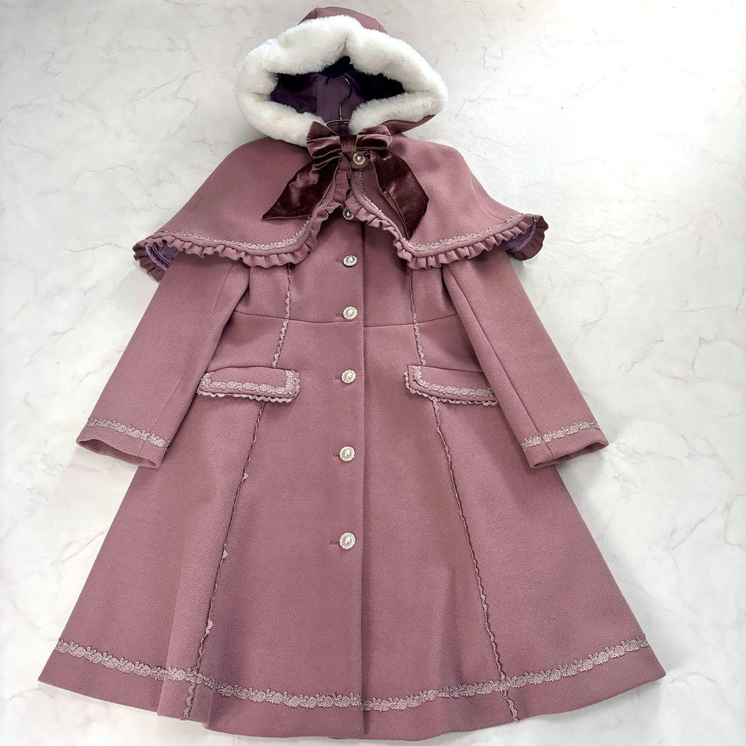 美品✨アクシーズファムKawaii ケープ付 ロングコート ピンク M