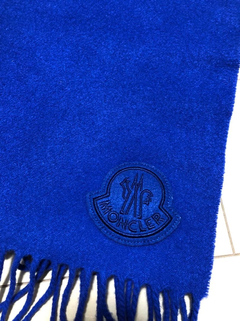 MONCLER 青 美品 大判マフラー 48cm×180cm