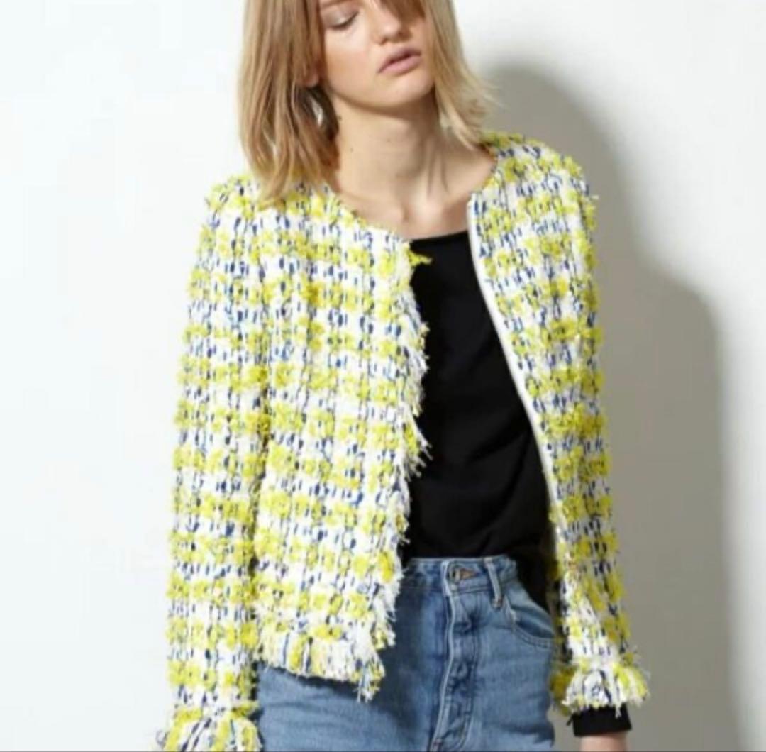 美品 Diagram LINTON ツイード ノーカラージャケット