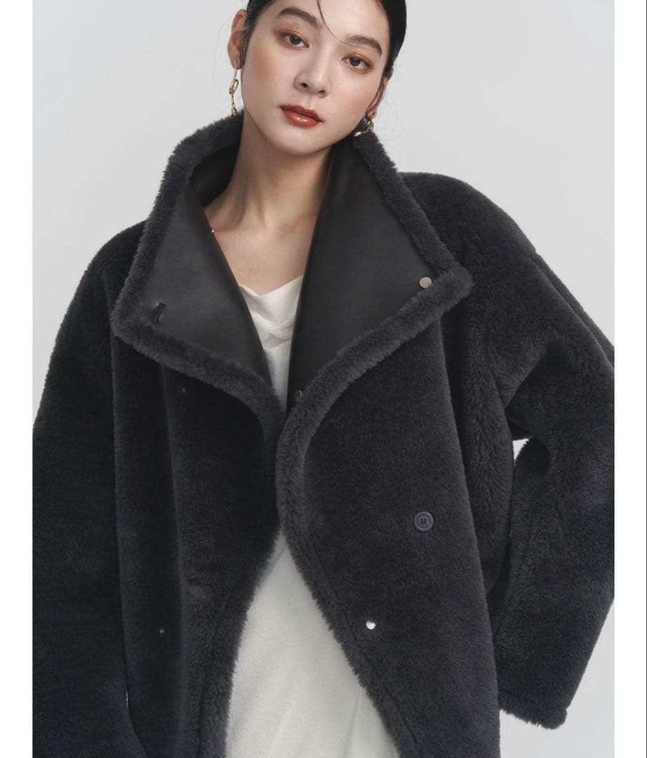 早い者勝ち！ラグナムーン フェイクムートンスタンドカラーコート