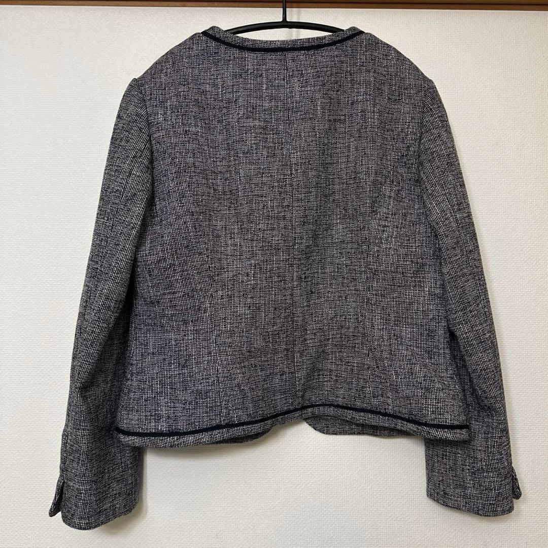 新品　ANYSIS ノーカラージャケット　ツイード ネイビー M