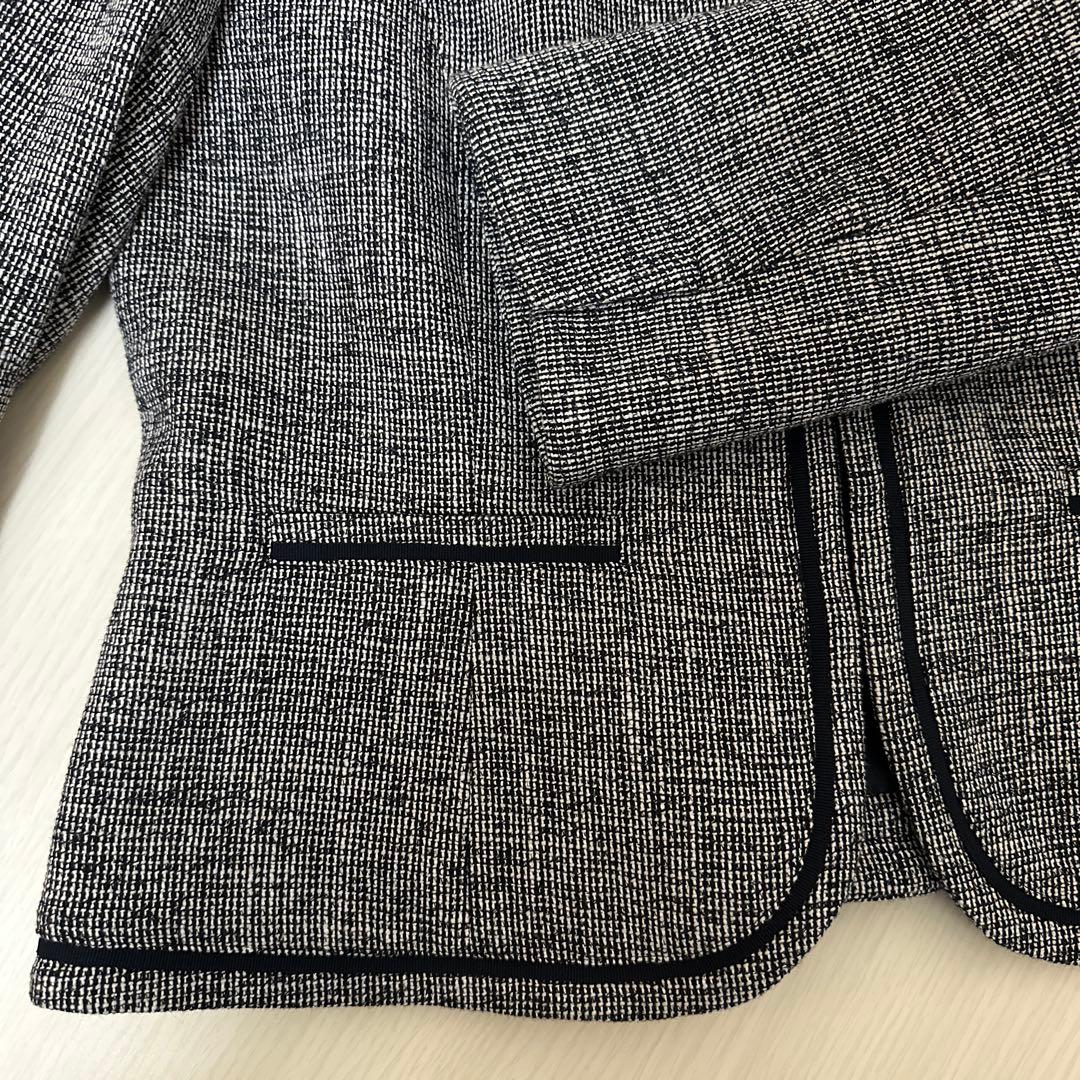 新品　ANYSIS ノーカラージャケット　ツイード ネイビー M