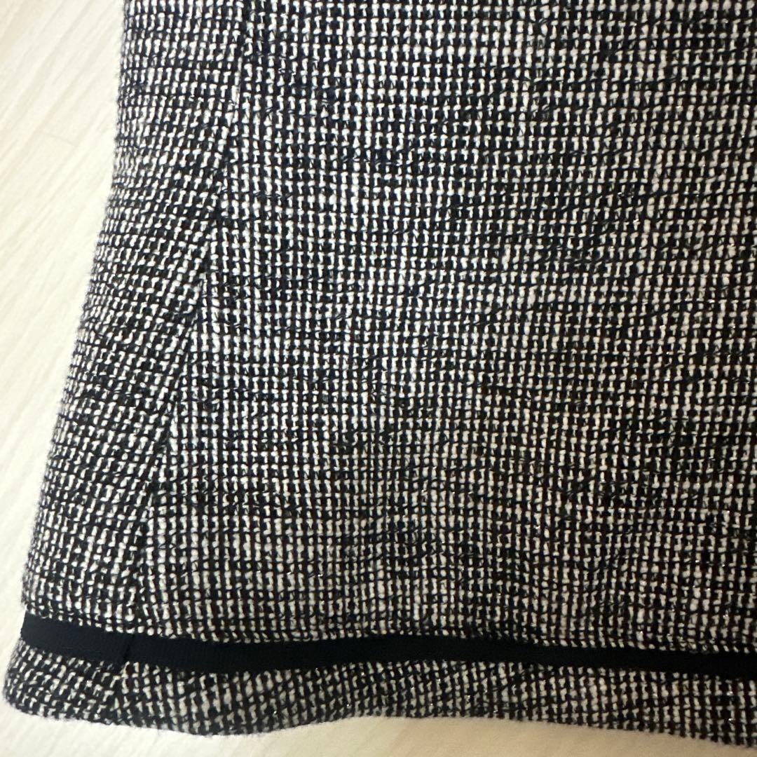 新品　ANYSIS ノーカラージャケット　ツイード ネイビー M