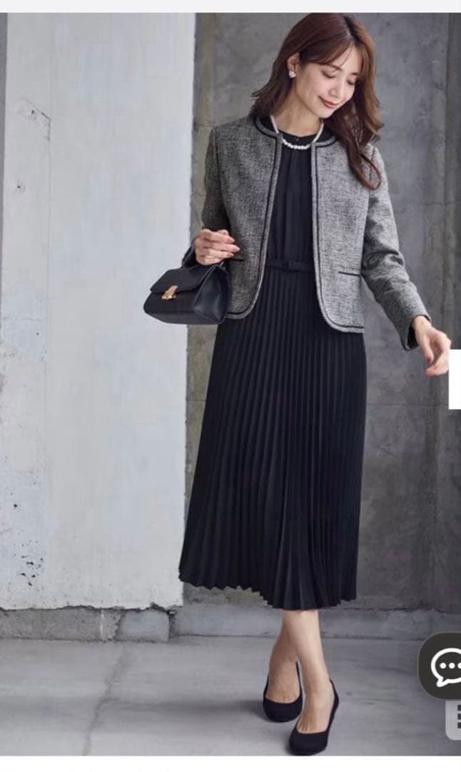 新品　ANYSIS ノーカラージャケット　ツイード ネイビー M